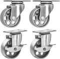 4 All Steel Swivel Plate Caster Wheels w Brake Lock Heavy Duty High-Gauge Steel Gray (3" Combo)