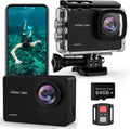 4K60fps Action Camera Waterproof Camera with 64G SD Card 48MP HD WiFi Camera with EIS 40M UnderwaterCamera Wide Angle