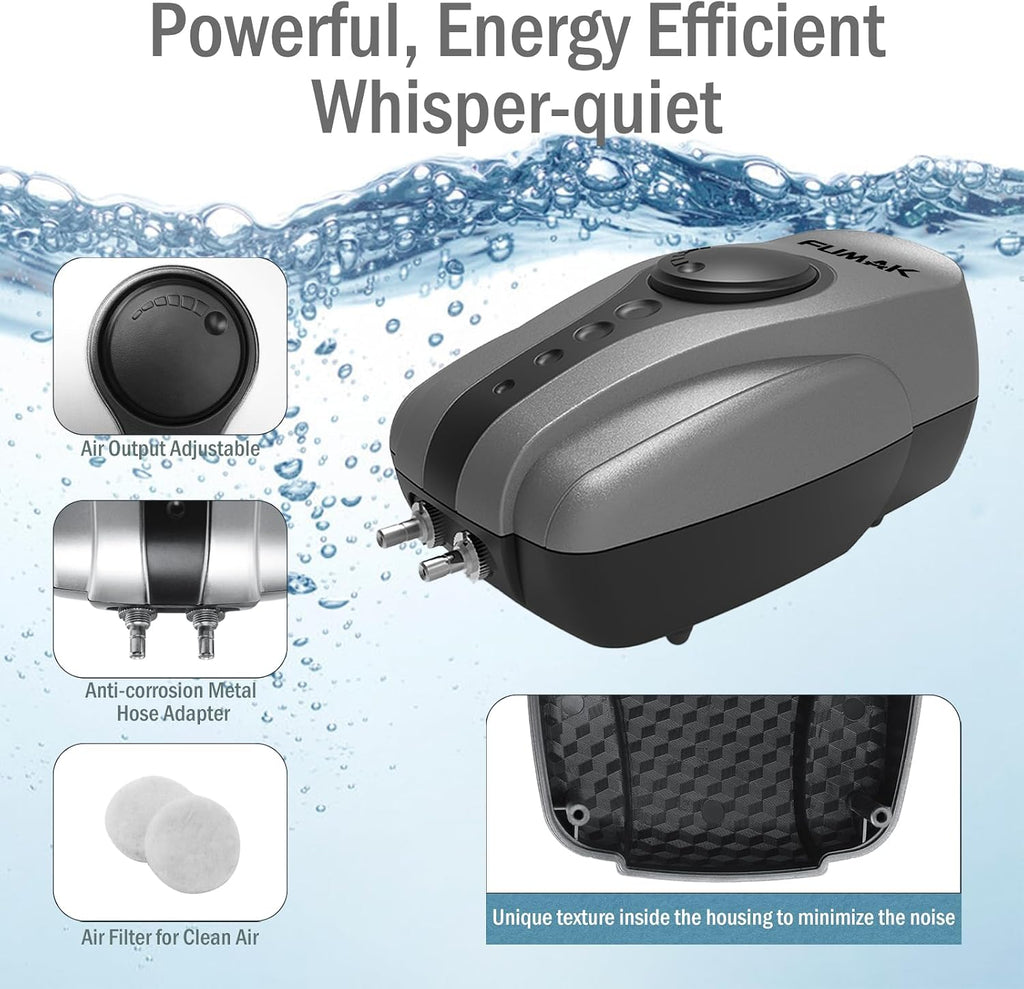 All-in-One Flow Adjustable Pond Aerator with 2 Air Outlets