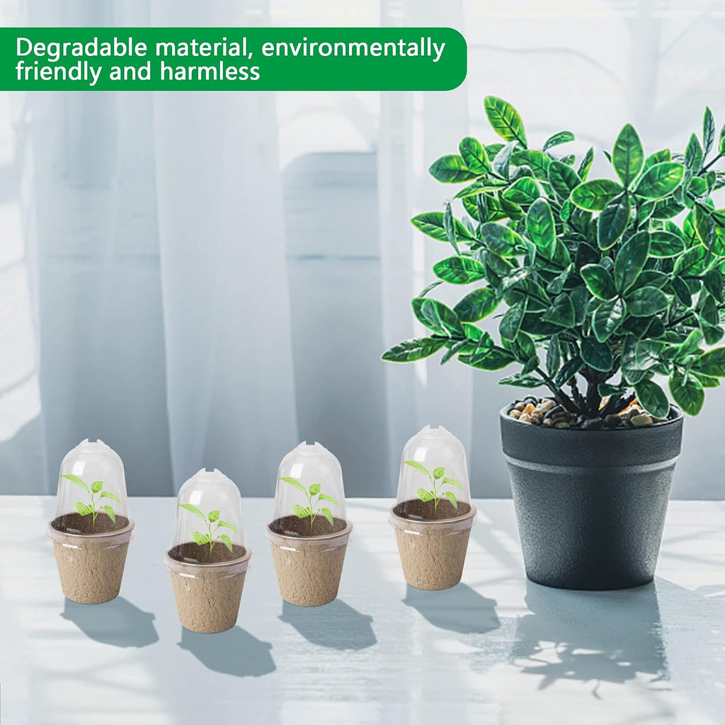 20pcs Biodegradable Plant Nursery Pots with Humidity Dome, 2.3" Seed Starter Pots for Seedlings, Vegetables