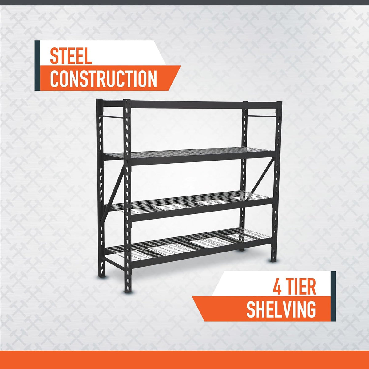 4-Tier Industrial Steel Shelving Unit, 8,000-Pound Load Capacity, Garage Storage Rack, 77" W x 24" D x 72" H |