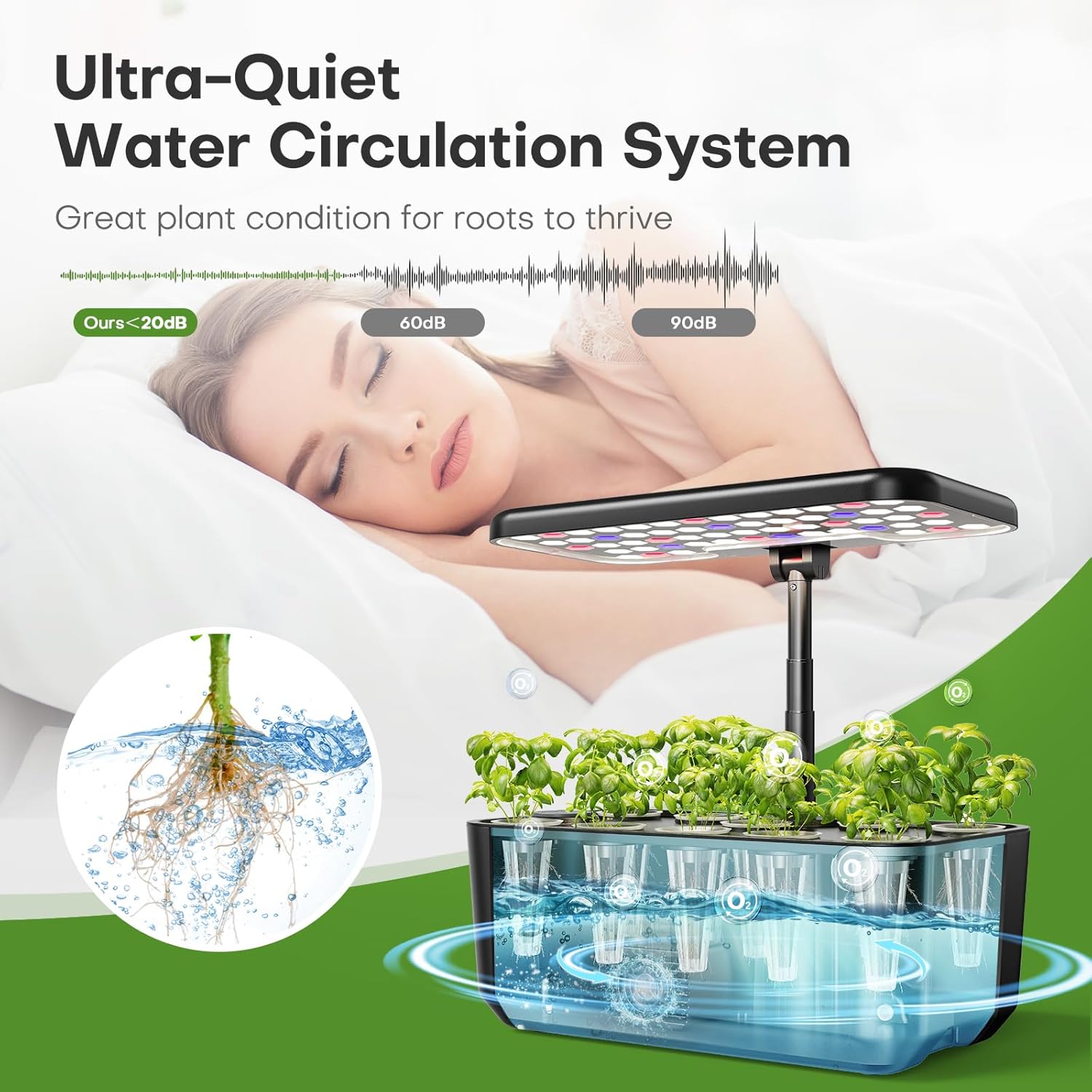 Indoor Garden Hydroponics Growing System: 10 Pods Plant Germination Kit Herb Vegetable Growth Lamp Countertop with