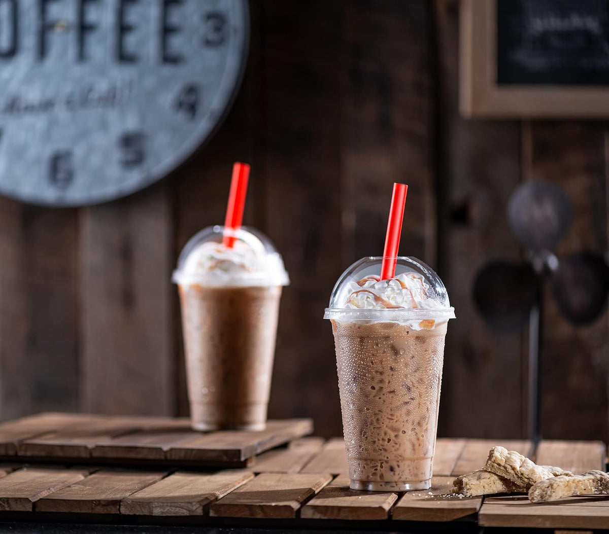 20 oz Clear PET Cups With Dome lids & Straws for Iced Coffee 40 Sets