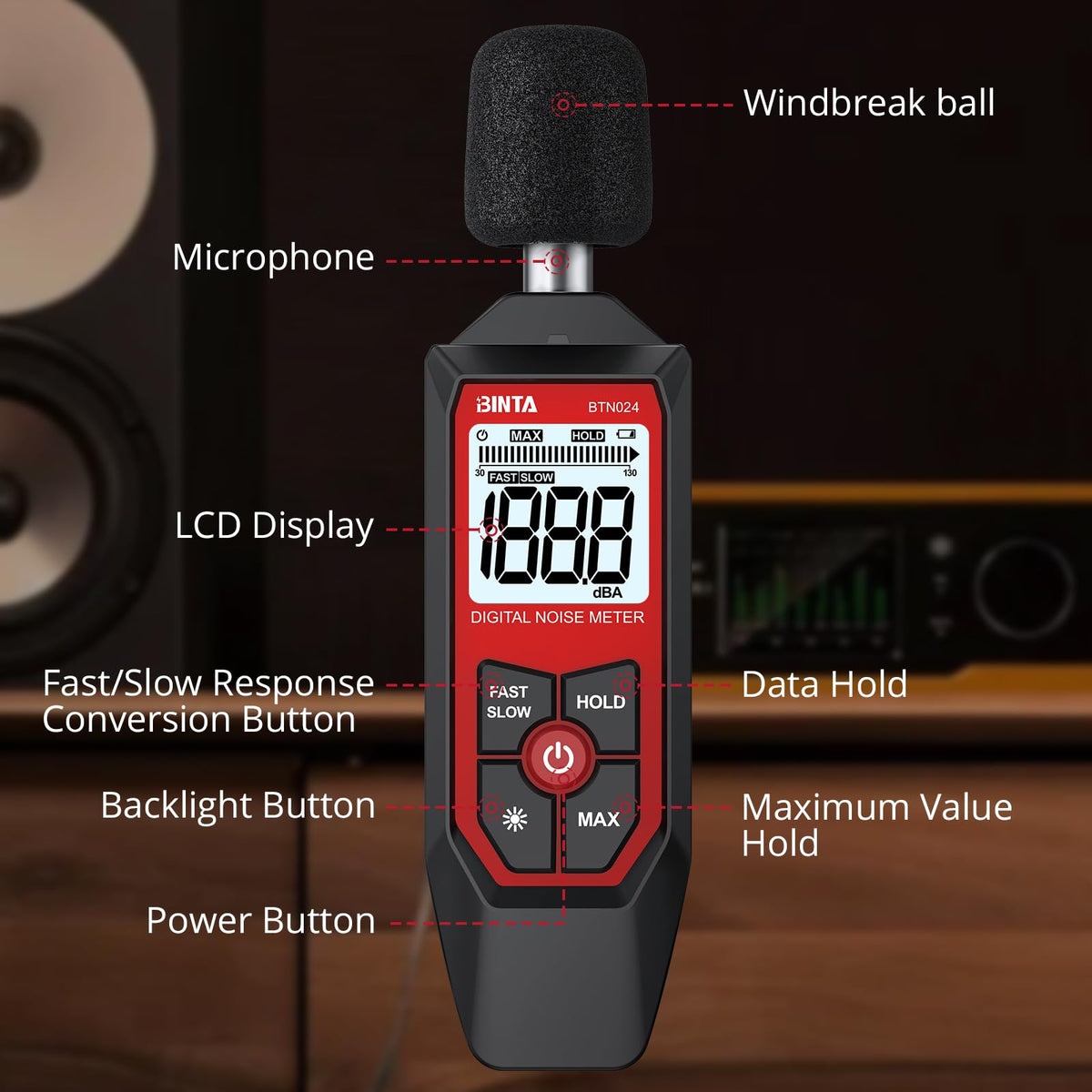 BTNTA Decibel Meter, Portable Digital Sound Level Meter 30-130dB A-Weighted