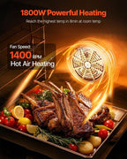 Commercial Convection Oven, 66L/60Qt, Half-Size Conventional Oven Countertop, 1800W 4-Tier Toaster w/Front Glass