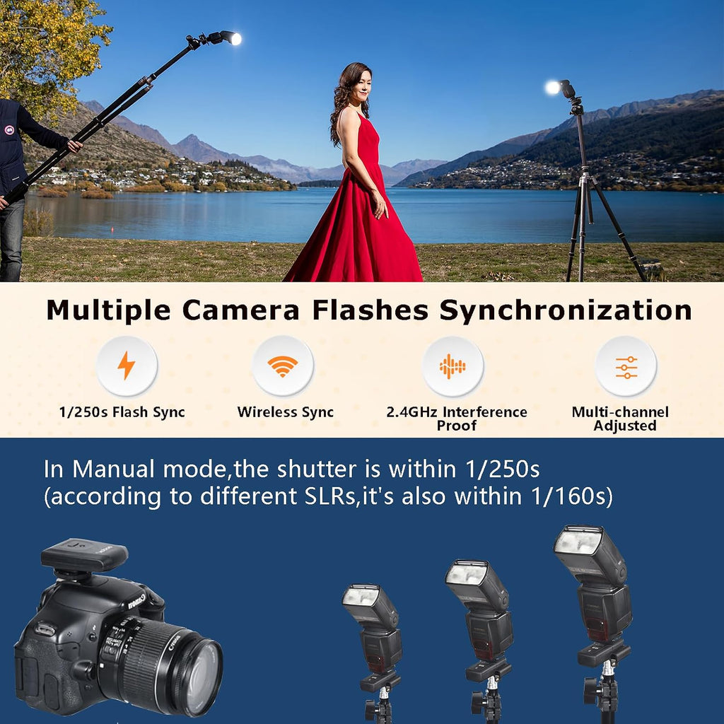 CT-16 Wireless Radio Flash Trigger Receiver Kit,433MHz 2 in 1 Flash Transmitter and Receiver Compatible for Canon