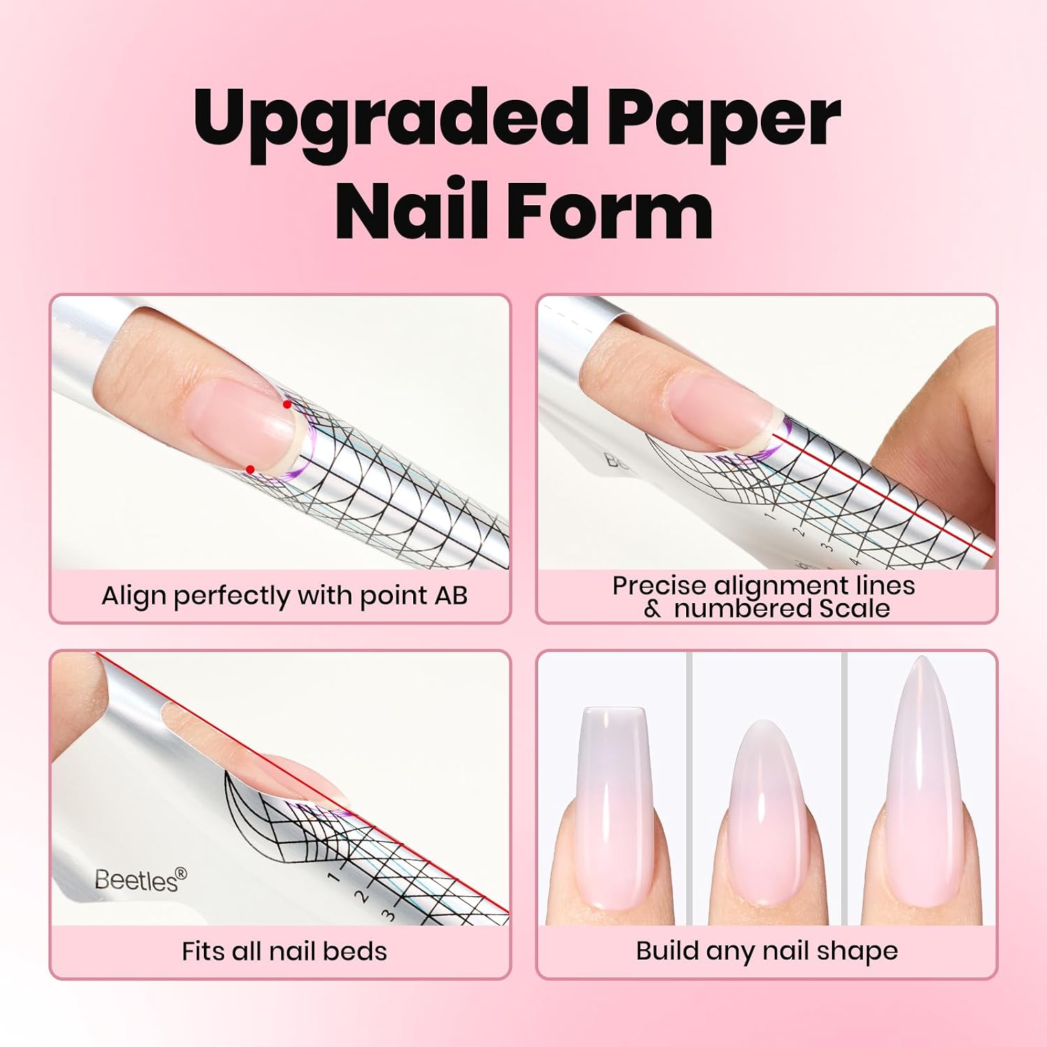Beetles Builder Gel for Nails, 3 Colors 9 in 1 Clear Nude Pink Hard Gel