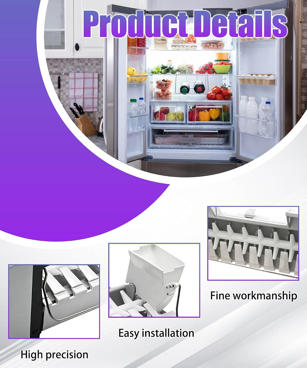 W10300024 Refrigerator Ice Maker Compatible with Whirlpool/Maytag/Kenmore ，Replace WPW10300024, AP6019087, W10300024, 4444453, PS11752391