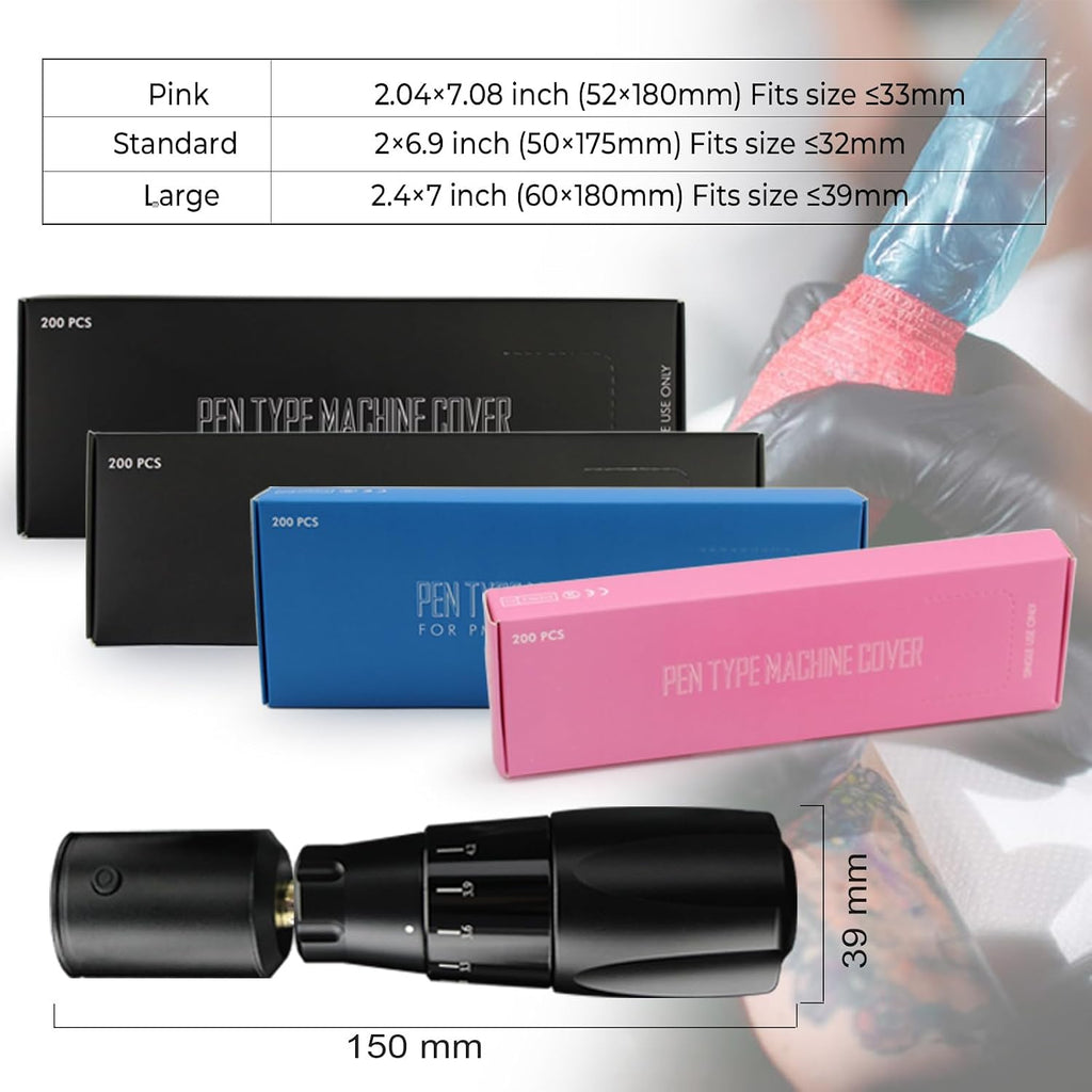 Tattoo Pen Covers - Denergy 200pcs Tattoo Pen Machine Bags Disposable Cartridge Tattoo Machine Sleeves Bags Pen Type