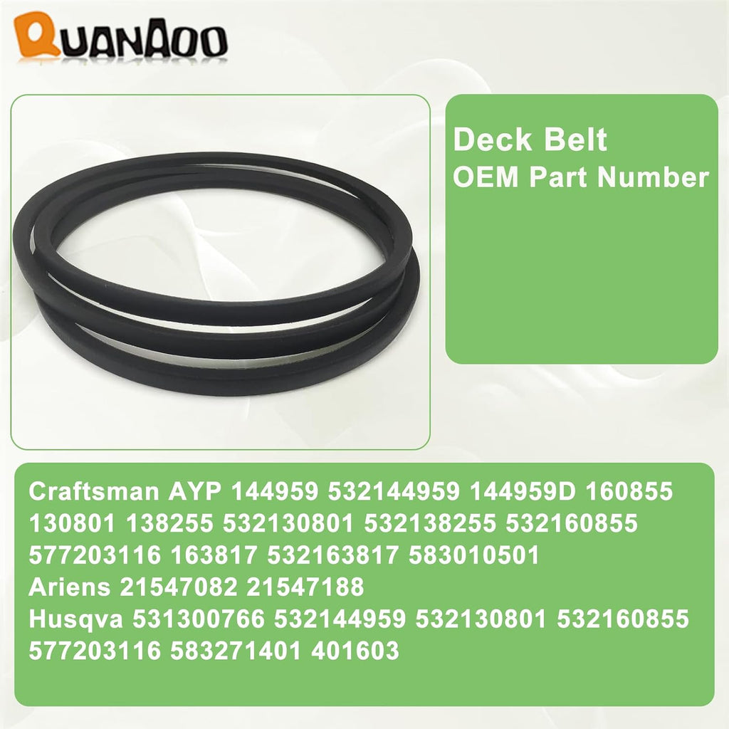 144959 Deck Belt 1/2" x 95.5" fits Craftsman LT1000 LT2000 LT3000 DLT3000 YT3000 42" Riding Mower Repalce 138255 130801 532138255 160855 24690 144959D for Husqvarna Poulan AYP Lawn Tractors