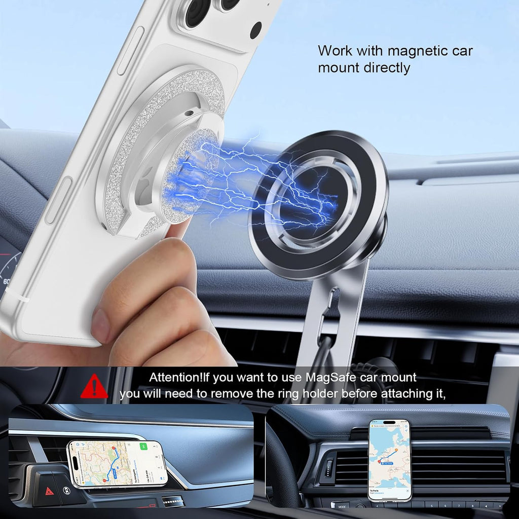Magnetic Finger Phone Grip Holder Dual-Sided Magnet Gym Finger Ring Loop Adjustable MagSafe Finger Ring for iPhone 17