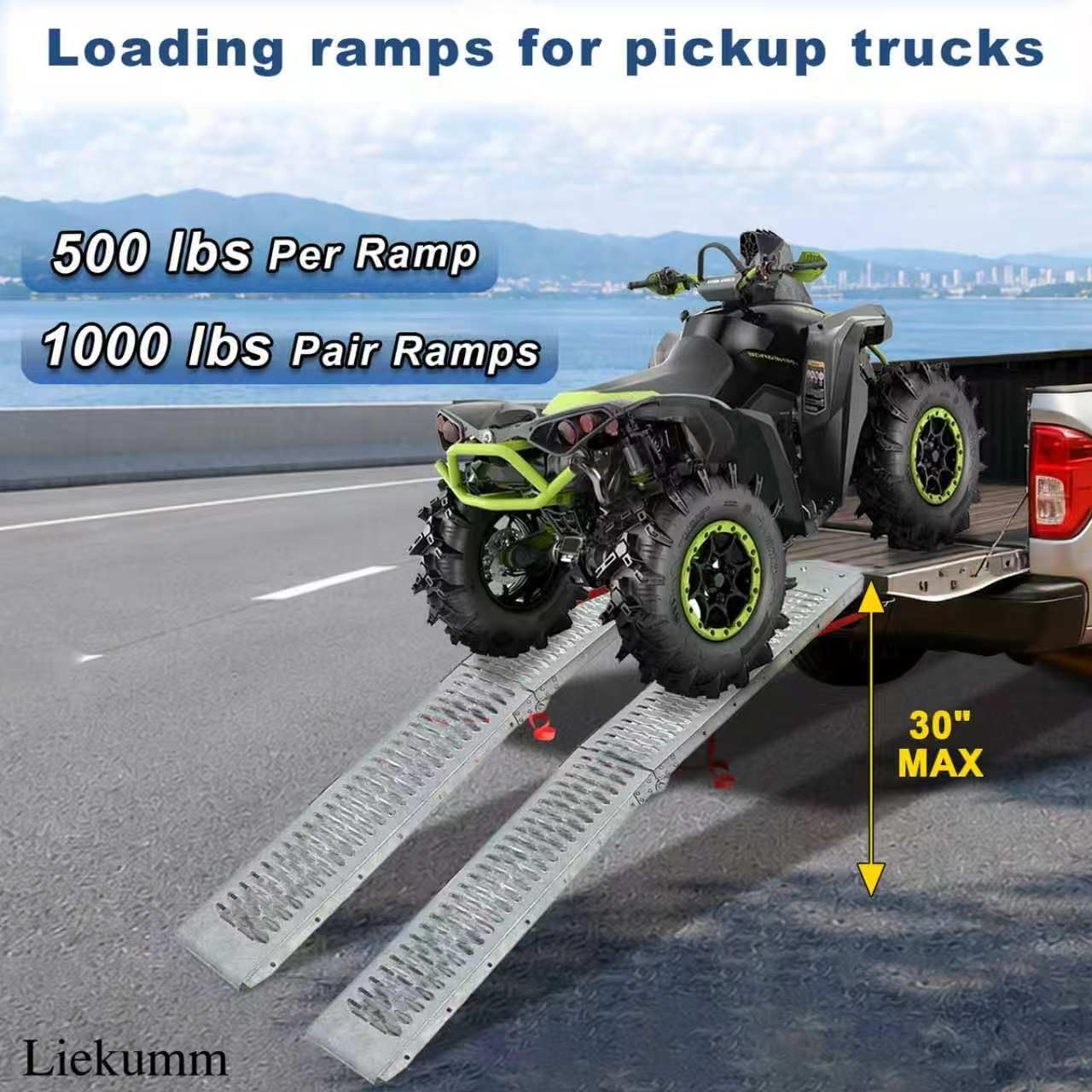 83" ATV Ramps 2-Pack, 1000 lbs Loading Ramps for Pickup Trucks | Foldable Design, No Assembly Required, Anti-Slip