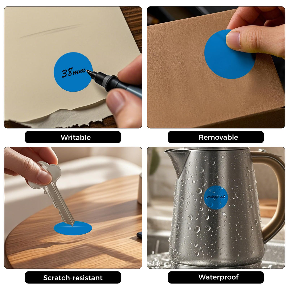 Blue Round Stickers Roll 1.5 Inch Vinyl Dot Labels 1000 PCS