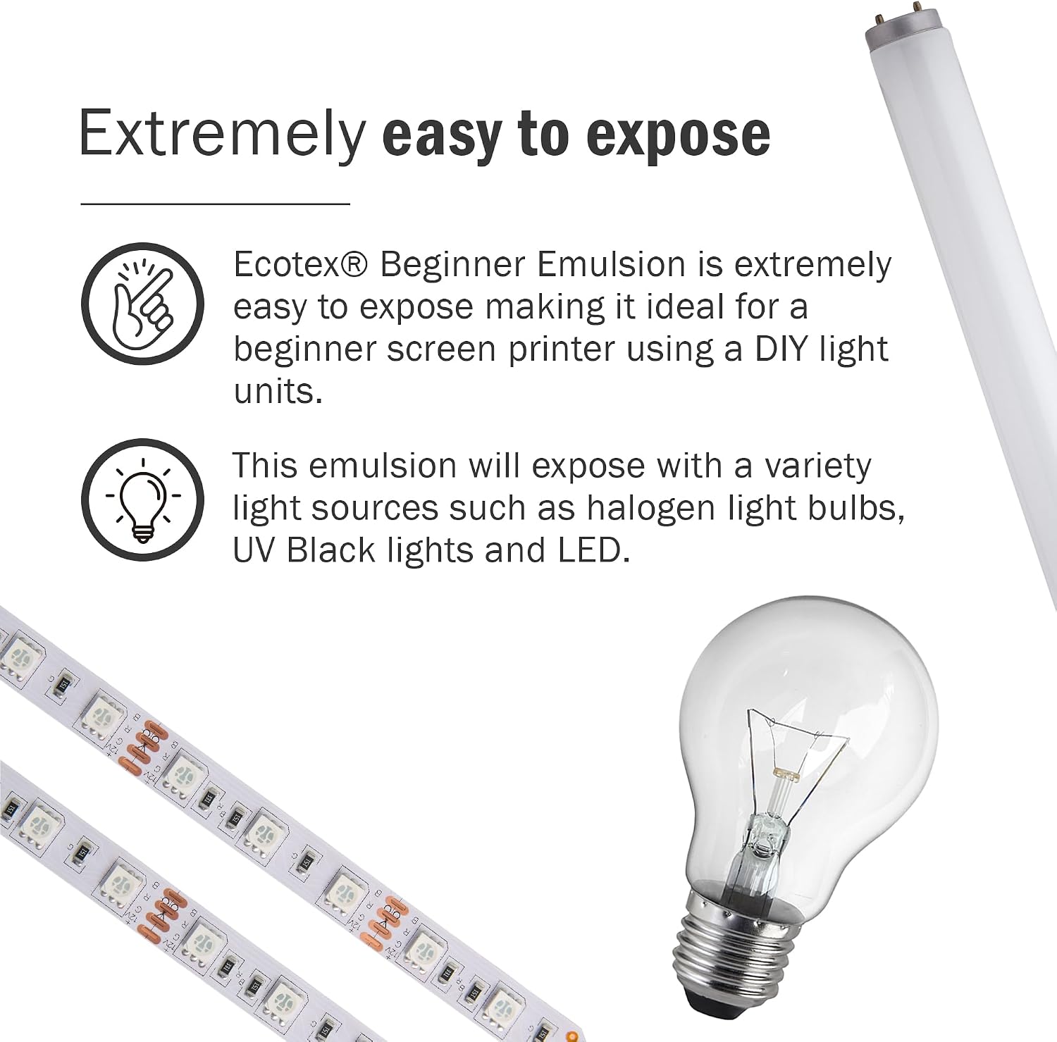 Ecotex Beginner Screen Printing Emulsion, Ready to Use Photo Emulsion 8oz | Premixed, Pre-Sensitized & Ready To Use