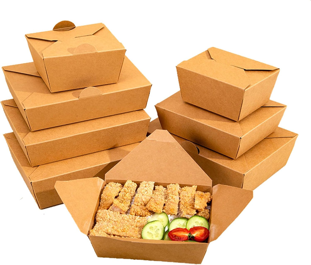 45oz Carboard Take Out Food Containers, Foldable Disposable To Go Boxes for Food Leakproof Greaseproof Packing Box