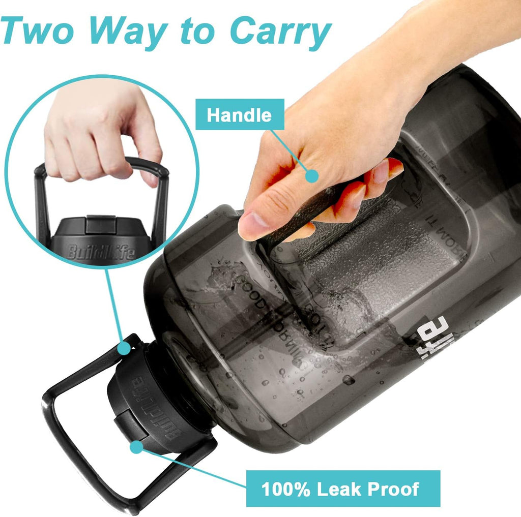 1 Gallon Water Bottle - with Straw & Motivational Time Marker Leak-Proof BPA Free Reusable Gym Sports Outdoor