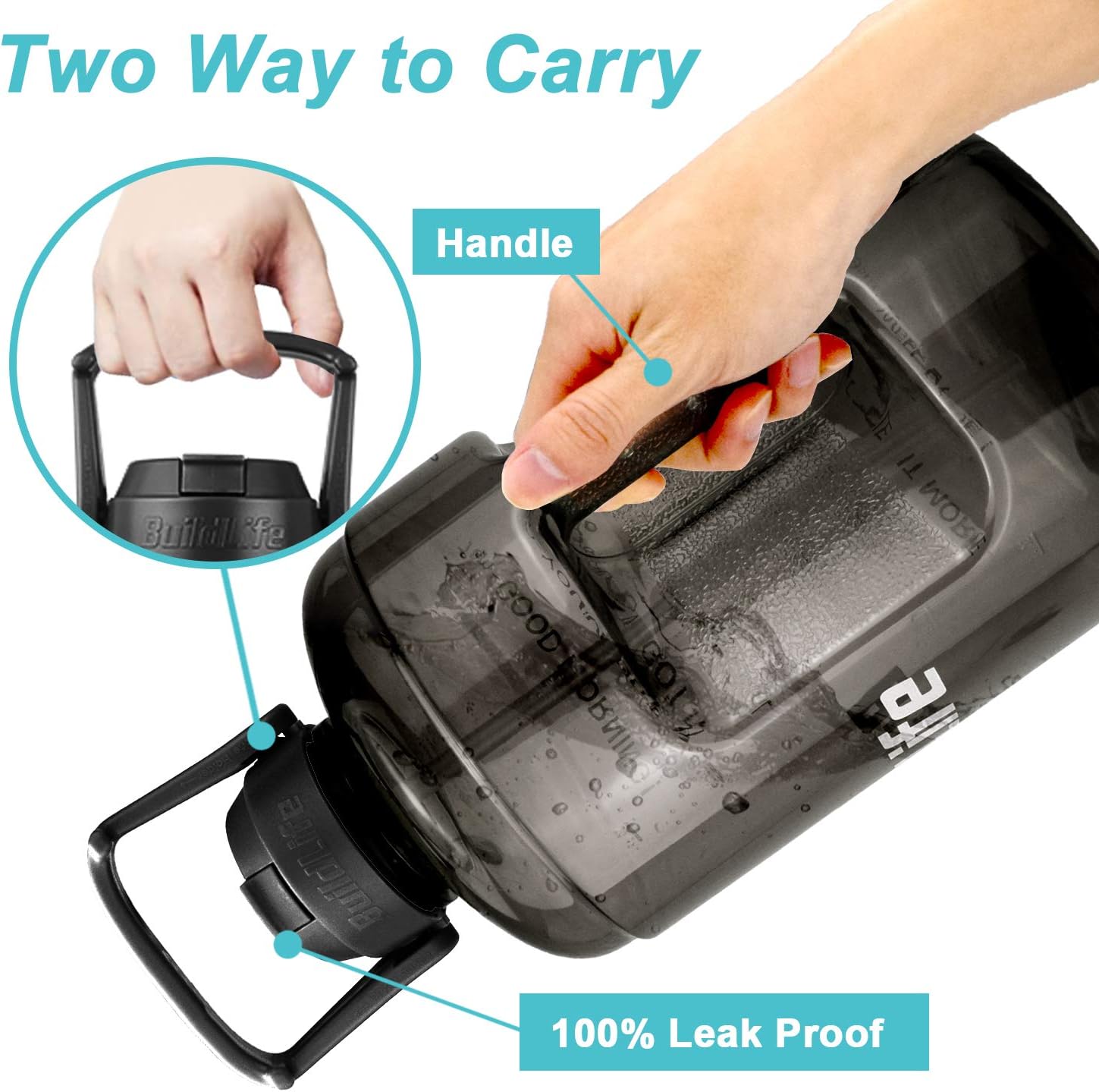 1 Gallon Water Bottle - with Straw & Motivational Time Marker Leak-Proof BPA Free Reusable Gym Sports Outdoor