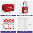 Electrical Lockout Tagout Kit, 3 Keyed Different Safety Padlocks