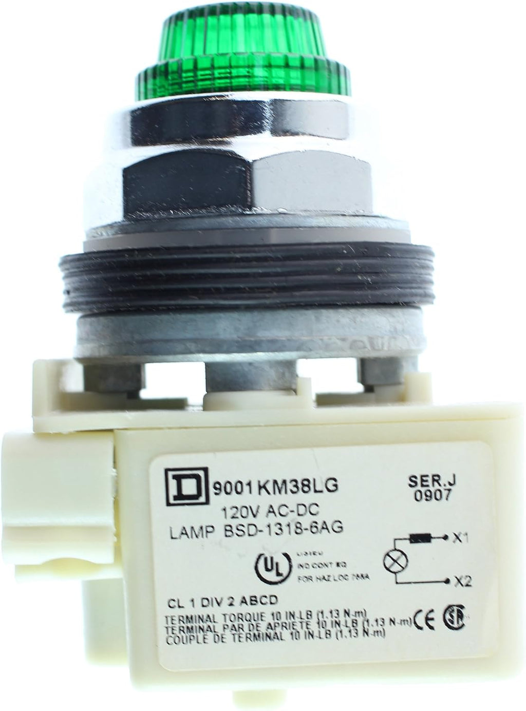 SCHNEIDER ELECTRIC 9001KP38LGG31 Pilot Light 120V 30mm Type K,Options