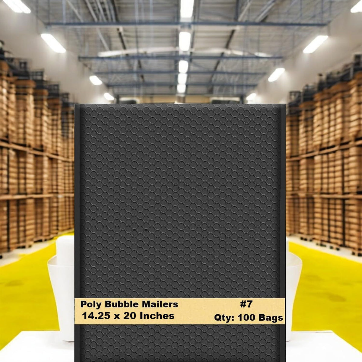 14.25x20 Inch Black Poly Bubble Mailers 100 Pack (#7), Extra Large Padded Shipping Envelopes, Self-Seal Waterproof