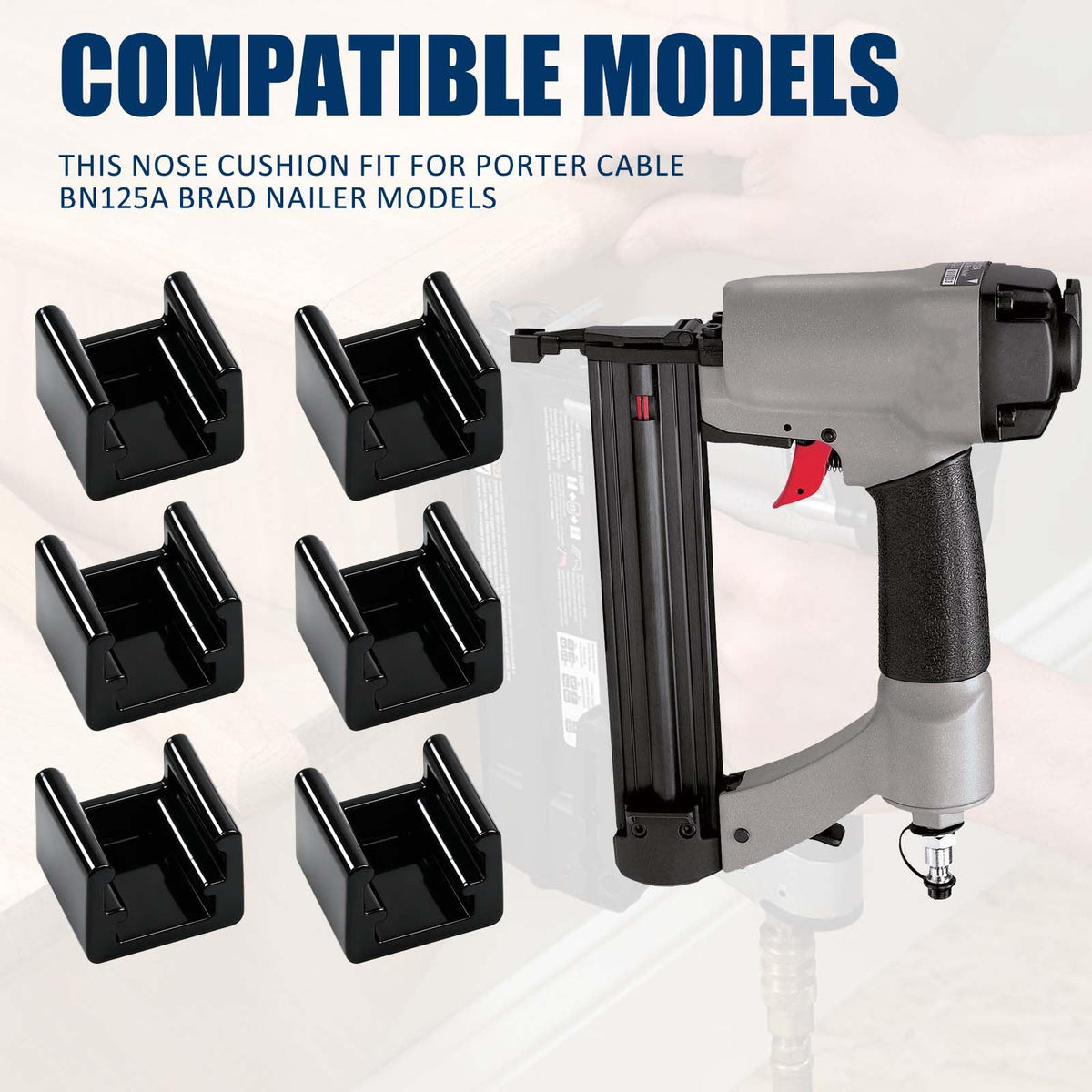 6 Pcs 894742 Brad Nailer Nose Cushion Fit for Porter Cable BN125A, Flexible Plastic, Black