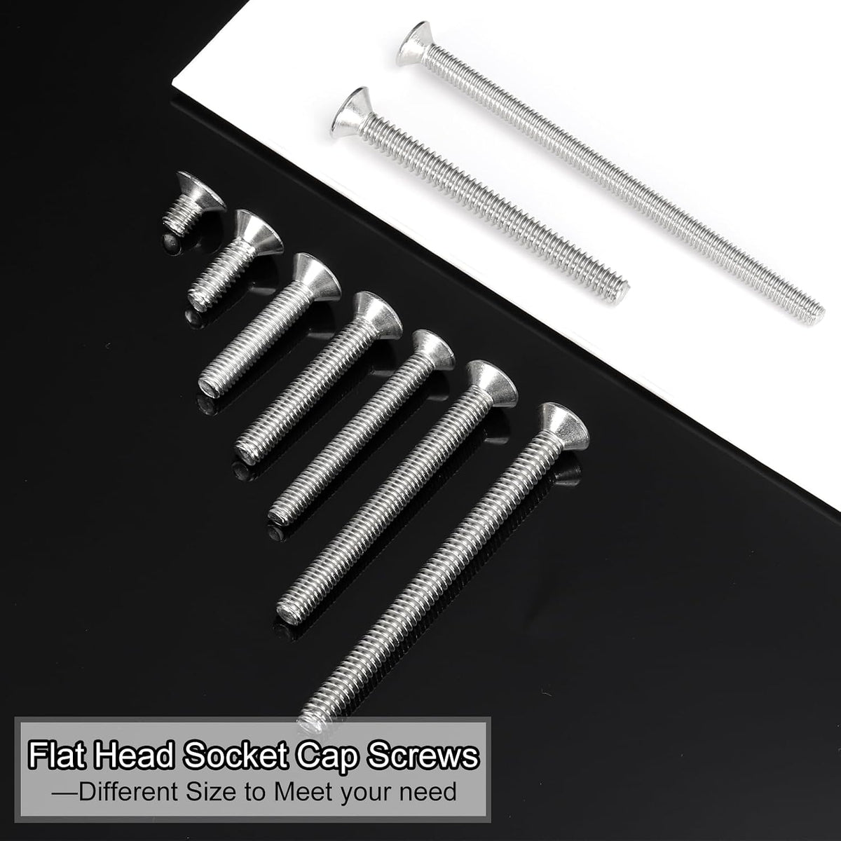 PATIKIL #8-32 x 3 Inch Flat Head Socket Cap Screws, 20 Pack 304 Stainless Steel Flat Countersunk Bolts Hex Socket Drive Machine Screws Full Thread Coarse Thread UNC Grade 6.8