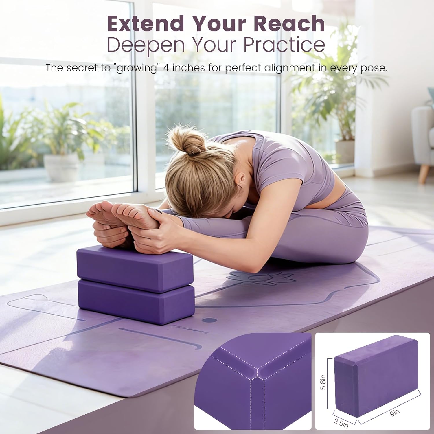Foldable Yoga Mat and Blocks Set for Women with 2 Pack Yoga Blocks and Strap,Thin Non Slip Pilates Mat with Bag, Home