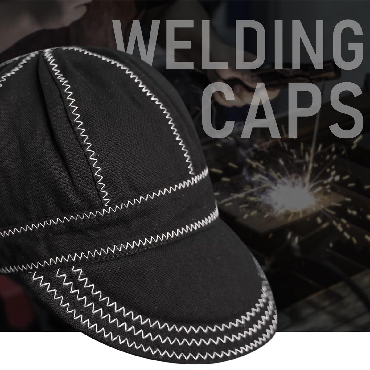 Reversible 8-Panel Welding Cap, Black, Size 7-1/4