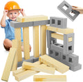 24 Pcs Foam Wooden Beam Soft Foam Brick Building Blocks Unit Fake Brick Building Blocks Giant Stacking Sets for Kids