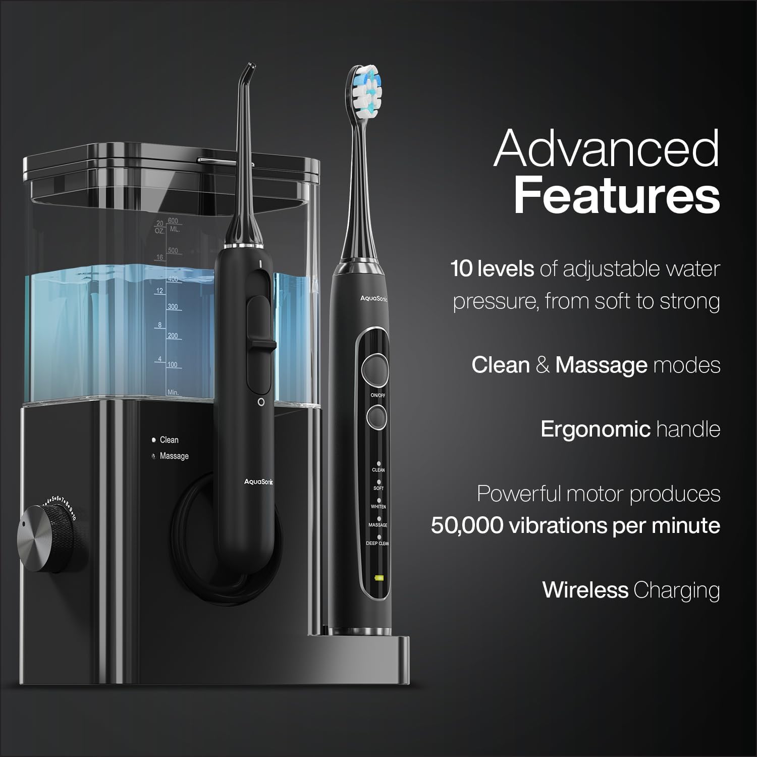 Home Dental Center PRO – Brushing & Flossing Made Easy – Brush & Floss – Power Toothbrush & Water Flosser – Whiter