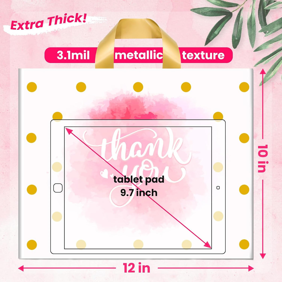 Thank You Merchandise Bags Extra Thick - Loop Handle 50pcs 10x12In