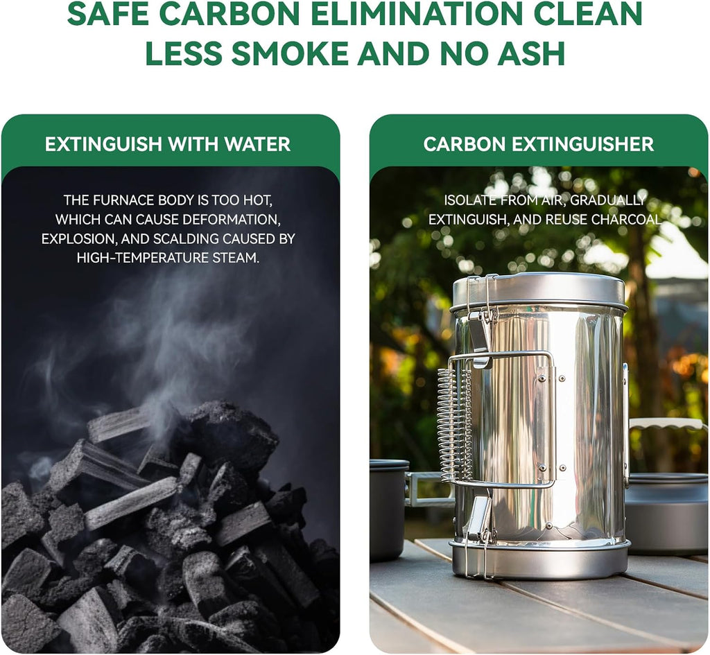Stainless Steel Charcoal Chimney Starter | BBQ Chimney Starter for Charcoal Grill and Barbecues, Compact Outdoor