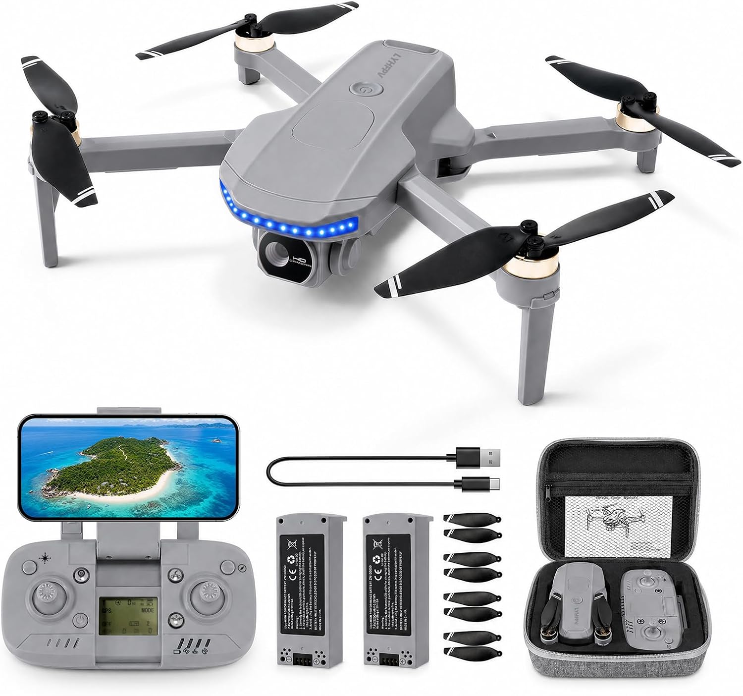 GPS Drone with Camera 4K UHD for Adults Beginner,60 Min Flight,Under 249g,Auto Return,Lightweight and Foldable Drone