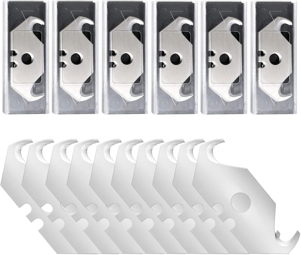 60 Pack Utility Knife Hook Blades, SK5 Box Cutter & Razor Blades