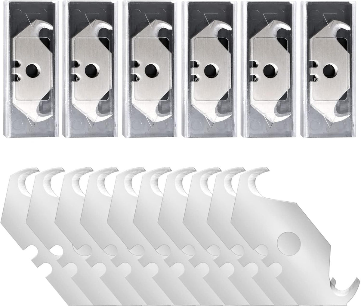 60 Pack Utility Knife Hook Blades, SK5 Box Cutter & Razor Blades