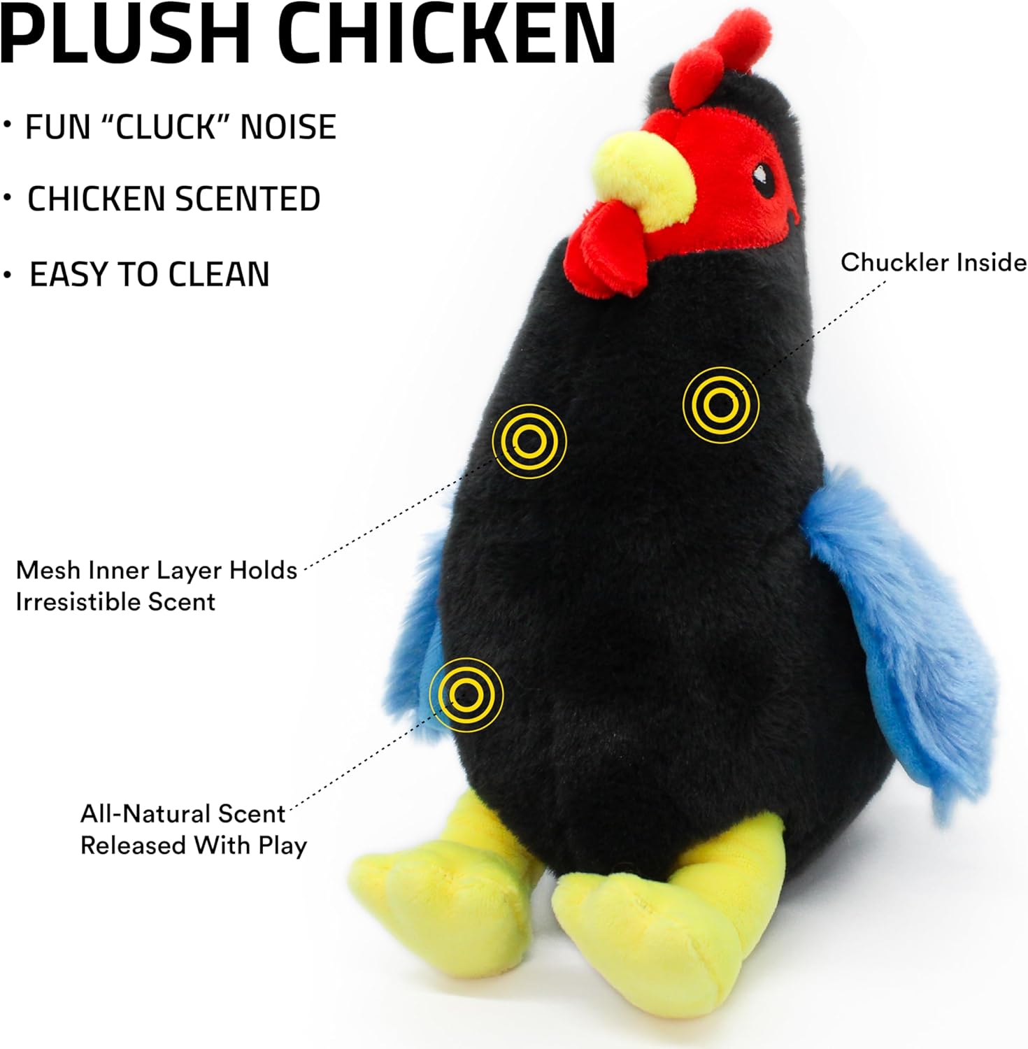 Dog Toys | Plush Hen Stuffed Animal for Dogs | Chicken Scented Medium Toy that Clucks | Plush Chew Toy for Dogs