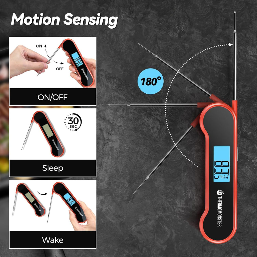 0.5 Sec Instant Read Meat Thermometer Digital for Cooking, Red