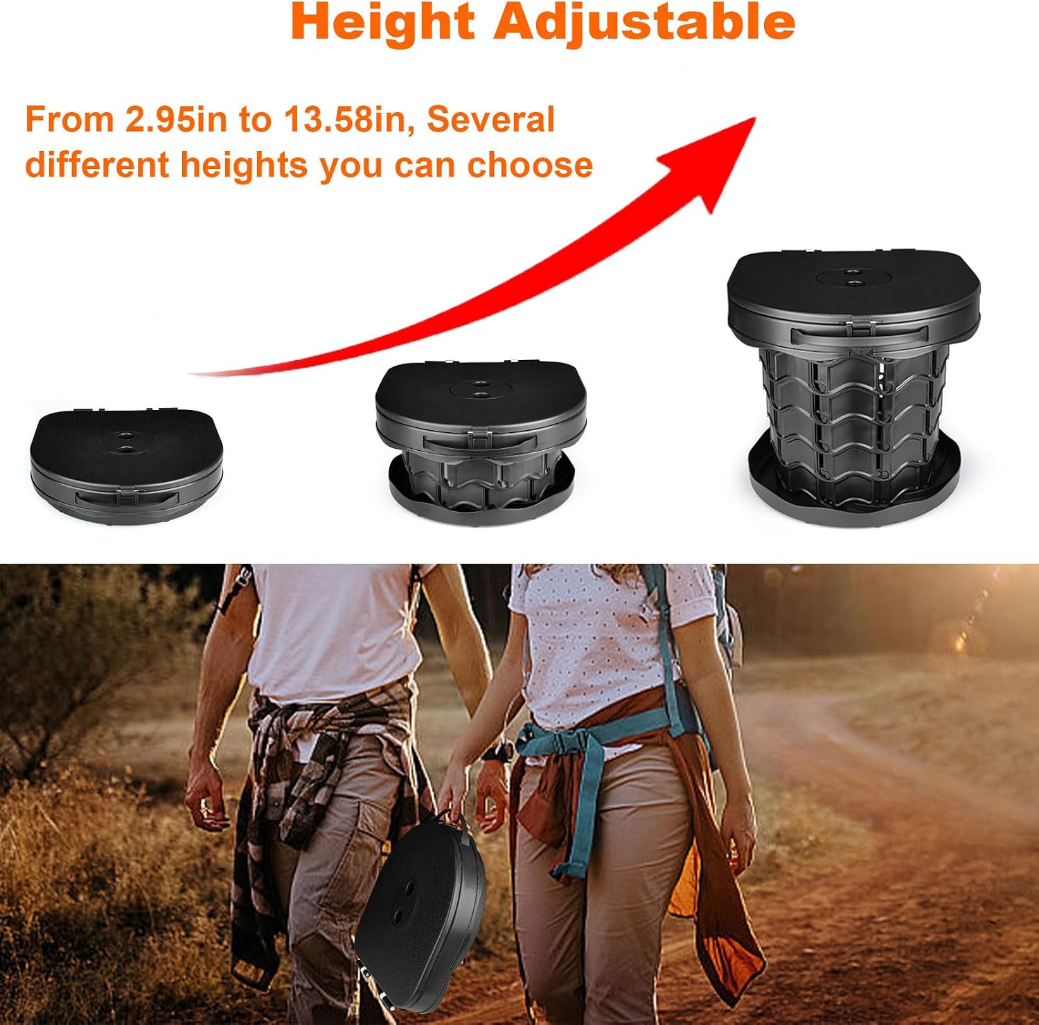 Portable camping Toilet, Foldable and Height Adjustable, Load Capacity 400lbs, with Carrying Handle, Perfect for