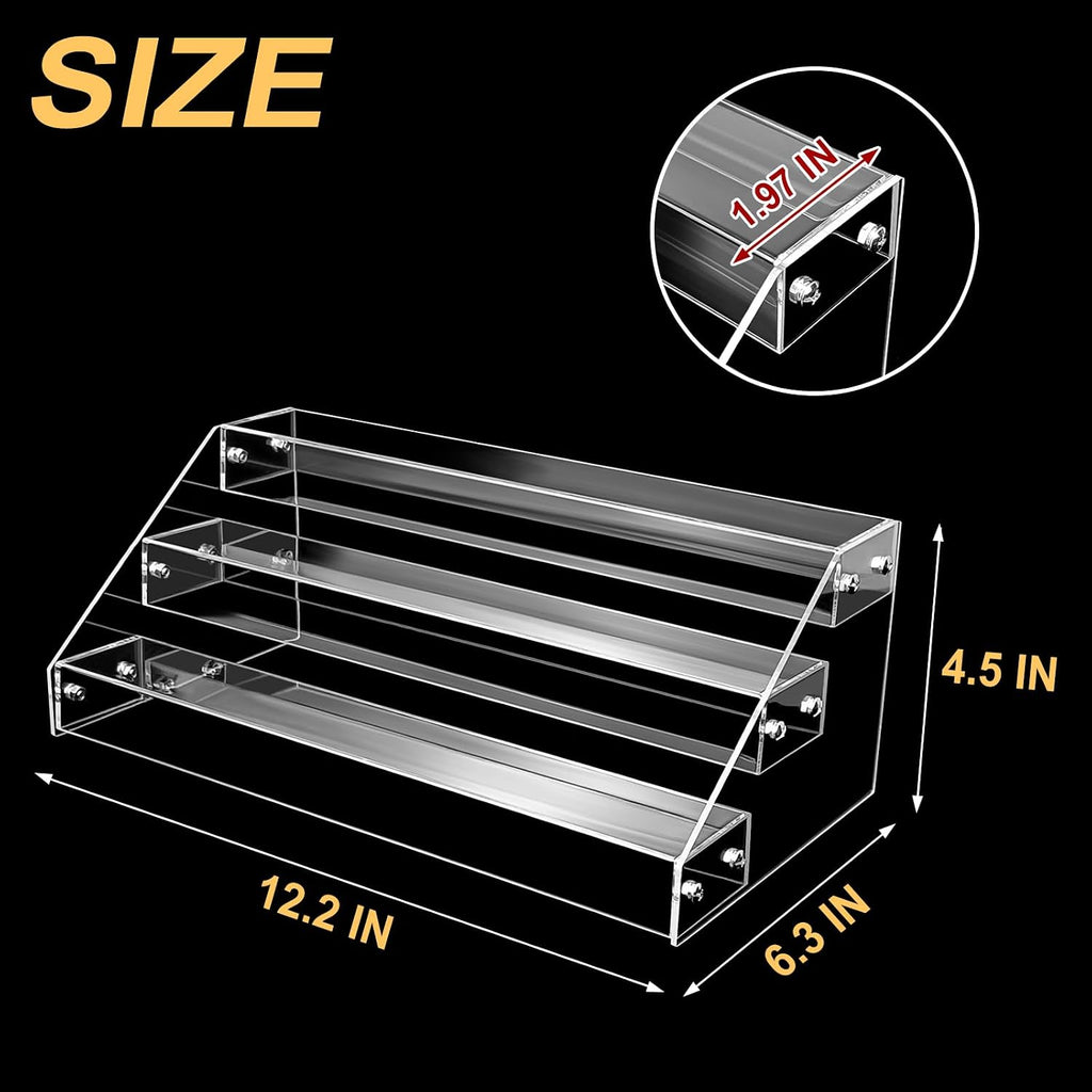 12in 3 Tier Acrylic Riser, Clear Display Organizer, Cupcake Stand & Shelves | 3 Tier Acrylic Display Riser, Clear