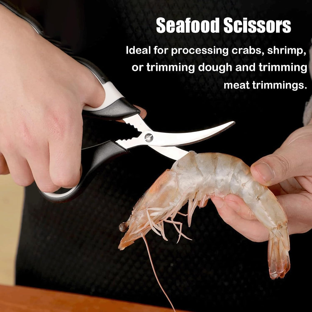 3 Pack Kitchen Scissors & Seafood Scissors Set, Sharp Kitchen Shears | All Purpose Stainless Steel Heavy Duty for