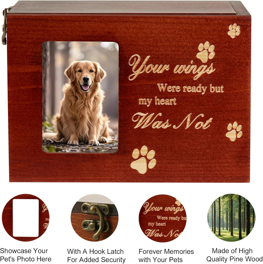 Wood Pet Urns for Dog or Cat Ashes Sets, Pet Cremation Urns