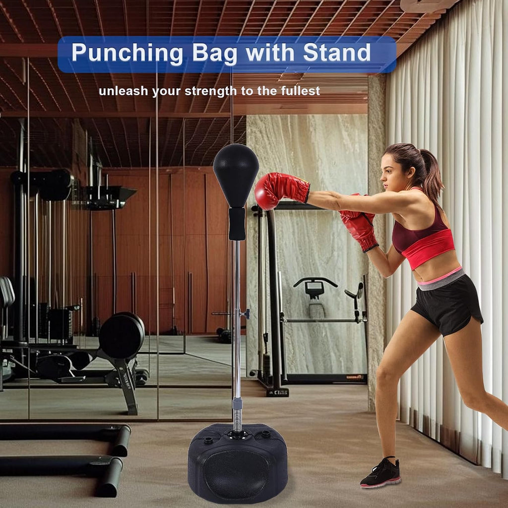 Punching Bag with Stand, Heavy Boxing Bag Height Adjustable Reflex Bar and Speed Punching Bag for Adults & Youth