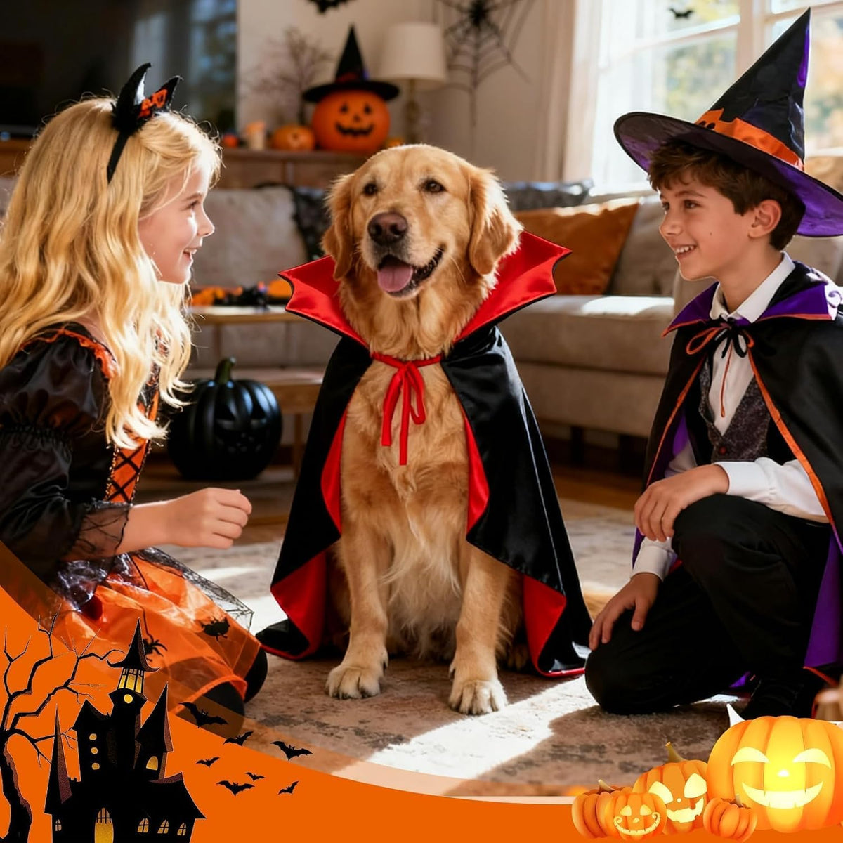 Dog Costumes - Dog Halloween Costumes Vampire Cloak, Wizard Outfit, Witch Cosplay Apparel Cape - Funny Party Dress Up