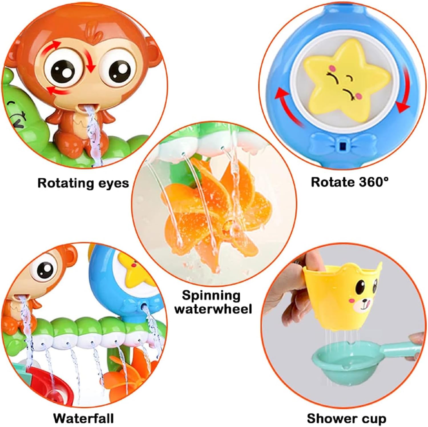 Bath Toys for Toddlers Age 1 2 3 Year Old Girl Boy, Preschool New Born Baby Bathtub Water Toys, Durable Interactive
