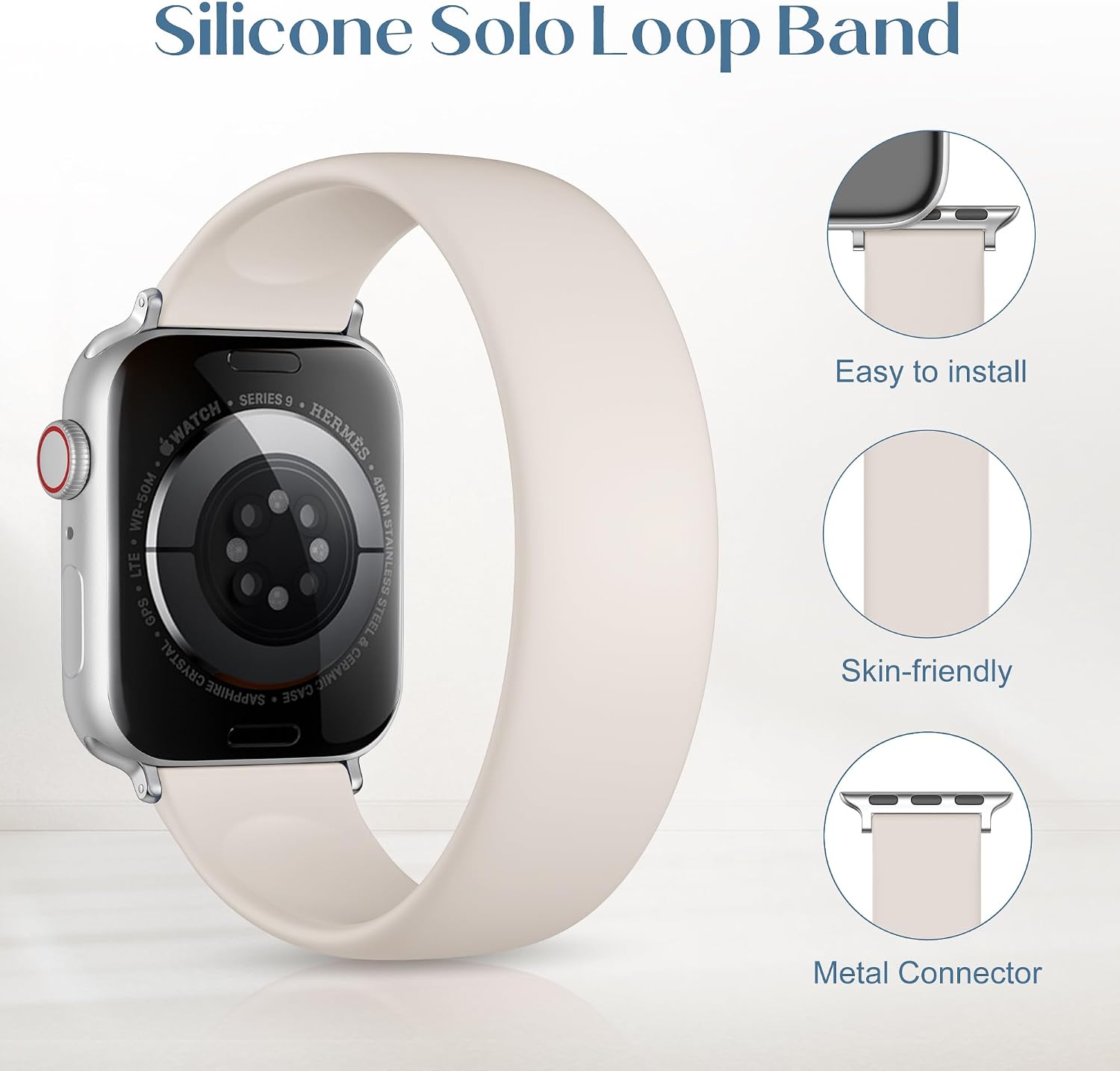 Sport Solo Loop Band Compatible with Apple Watch Bands 40mm 42mm 41mm 38mm 44mm 45mm 46mm 49mm Women Men, Stretchy