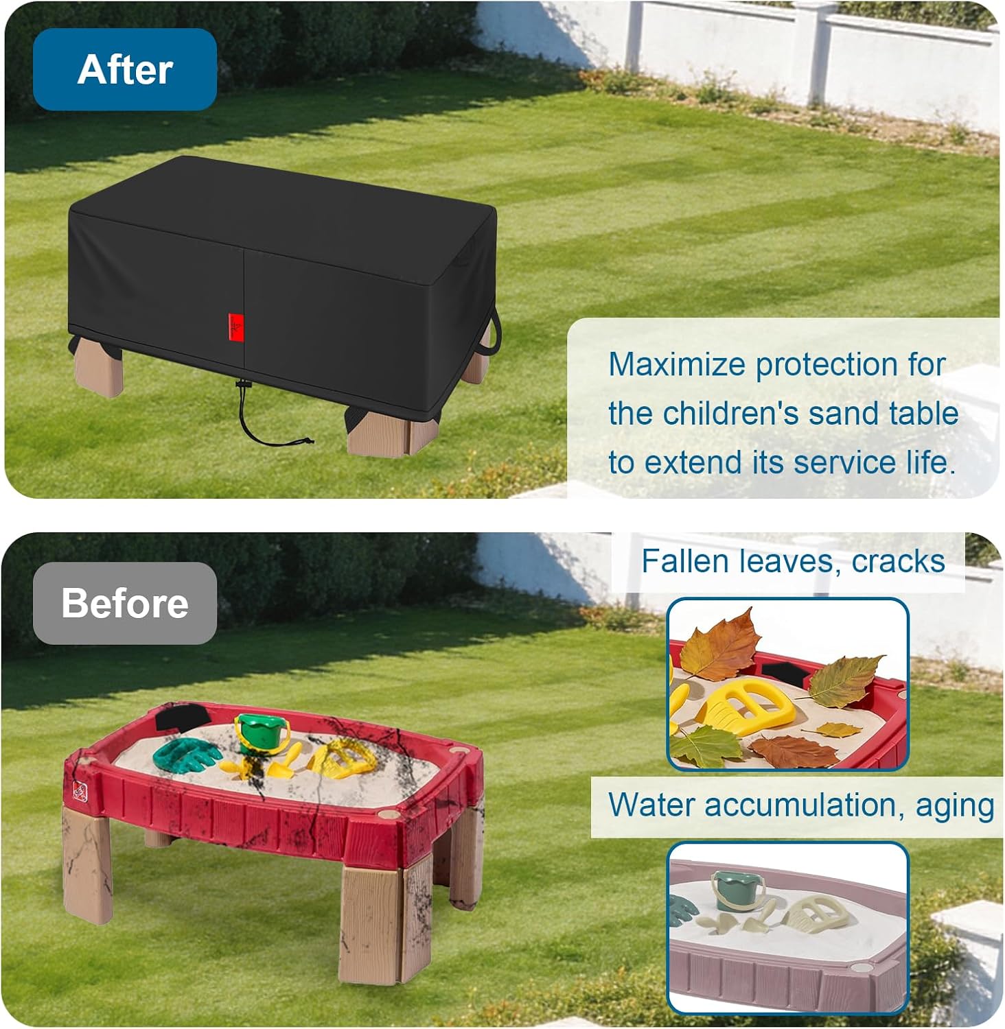 Kids Sand Table Cover Fit Step2 Naturally Playful Sand Table, DustProof Anti-UV Outdoor Activity Sensory Table with