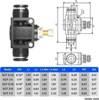 TAILONZ 1/4" OD SCF-1/4 Air Flow Control Valve Push-to-Connect Fitting 5PCS