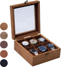Watch Box, Watch Case for Men Women with Large Glass Lid, Wooden Watch Display Storage Box with 6 - Slots, Retro