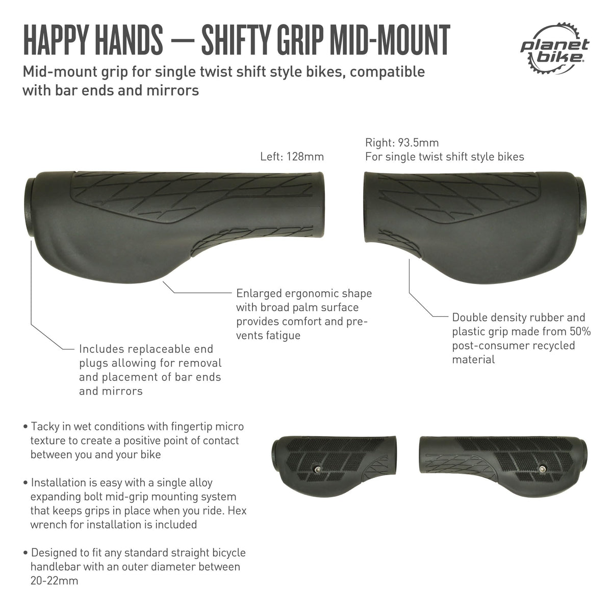 Happy Hands Handlebar Shifty Grip Mid-Mount