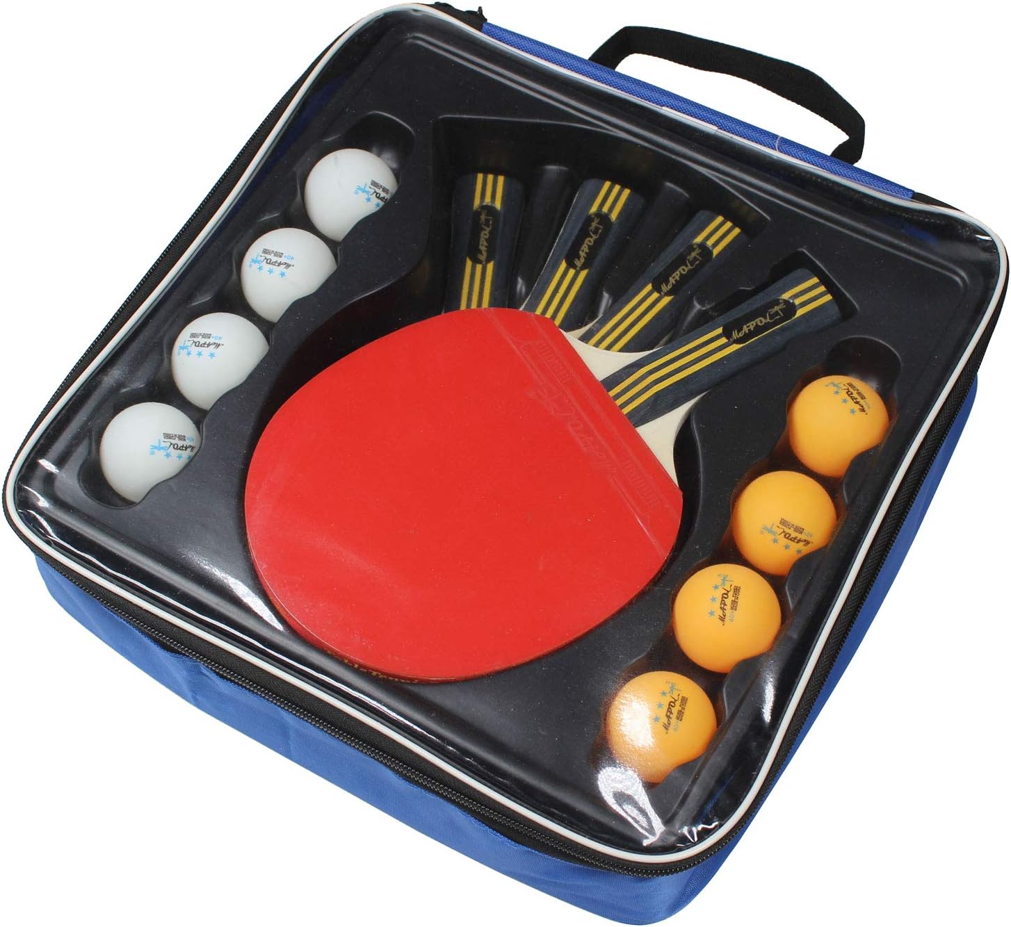 Ping Pong Paddles Set of 4, 4 Ping Pong Paddles and 8 Balls with Case
